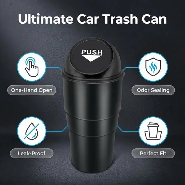 Alt view image 6 of 7 - Cup Holder Trash Can, Leakproof Car Trash Can with Lid, Trash Bin for Car Accessories, Mini Garbage Bin Organizer for Automotive Office Home Kitchen, Applicable to Women and Men