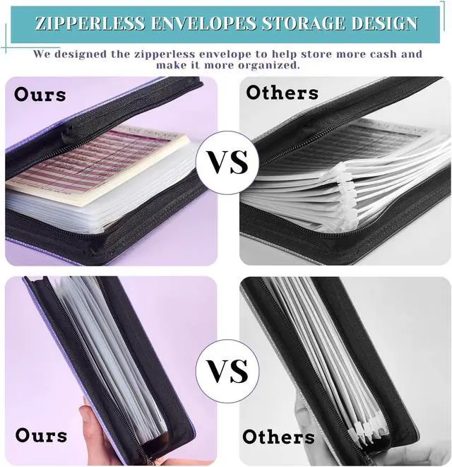 Alt view image 5 of 5 - UMSICHT 15pcs A6 Binder Pockets with No Zippers, Zipless Budget Envelopes for Cash System, A6 Binder Pouch for 6 Ring Binder, Money Folder Organizer for Cash.