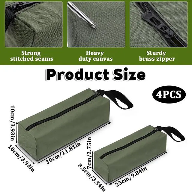 Alt view image 2 of 7 - 4PCS Canvas Tool Pouch with Zipper 11.8",9.84" Heavy Duty Tool Pouch Bag | Tool Pouch Zipper Bag Multipurpose Storage Bag with Carabiner for Tools, Screwdriver, Small Wrench, Screw Organizers-2S+2L