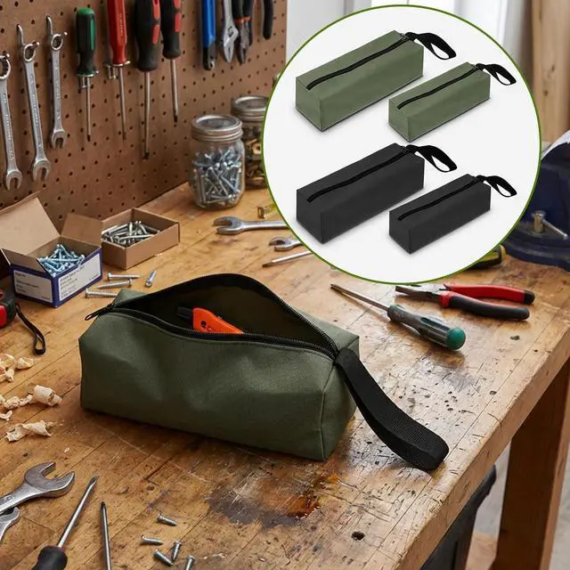 Alt view image 3 of 7 - 4PCS Canvas Tool Pouch with Zipper 11.8",9.84" Heavy Duty Tool Pouch Bag | Tool Pouch Zipper Bag Multipurpose Storage Bag with Carabiner for Tools, Screwdriver, Small Wrench, Screw Organizers-2S+2L