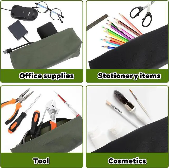 Alt view image 4 of 7 - 4PCS Canvas Tool Pouch with Zipper 11.8",9.84" Heavy Duty Tool Pouch Bag | Tool Pouch Zipper Bag Multipurpose Storage Bag with Carabiner for Tools, Screwdriver, Small Wrench, Screw Organizers-2S+2L
