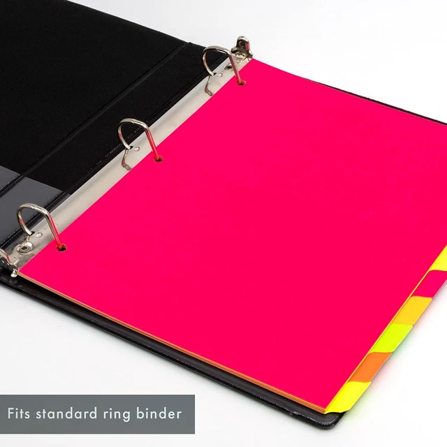 Alt view image 7 of 7 - 10 Part Dividers 1 Pack of 10 Tabbed Set for 3-Ring Binder, Page Separators for Home, Office, School Organization 8.5 x 11 Inches Neon Colors