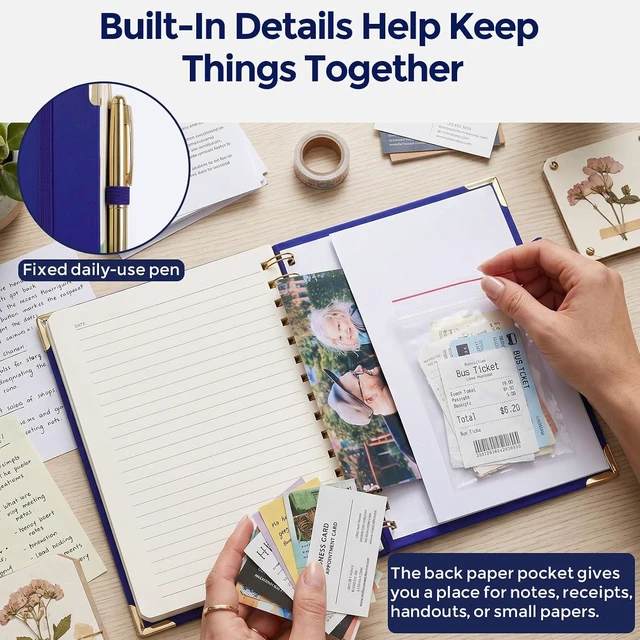 Alt view image 6 of 7 - Spiral Notebook Hardcover Spiral Journal, 5.8x8.3 Inch, Wide Ruled | Blue, Lined 5 Subject Notebook with Dividers, for Writing, Work, Note taking and Office School, Back to School Supplies