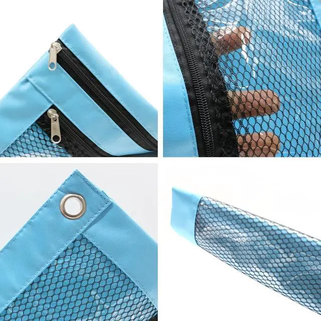 Alt view image 5 of 7 - Pencil Pouch for 3 Ring Binder, Heavy Duty Canvas Dual Zipper Pen Bag with Clear Window, Smooth Metal Zipper, Fit Standard 3-Ring Binders for School Office Travel Supplies (Sky Blue)