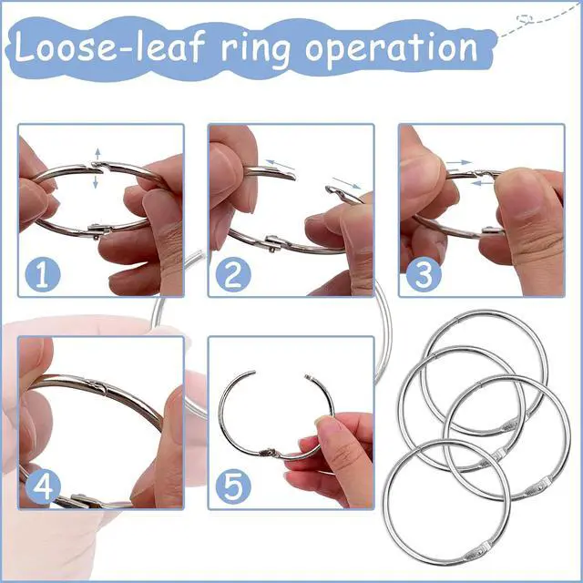 Alt view image 4 of 7 - 2 Inch (50 Pack) Nickel Plated Steel Binder Rings, Silver, for School, Home, or Office