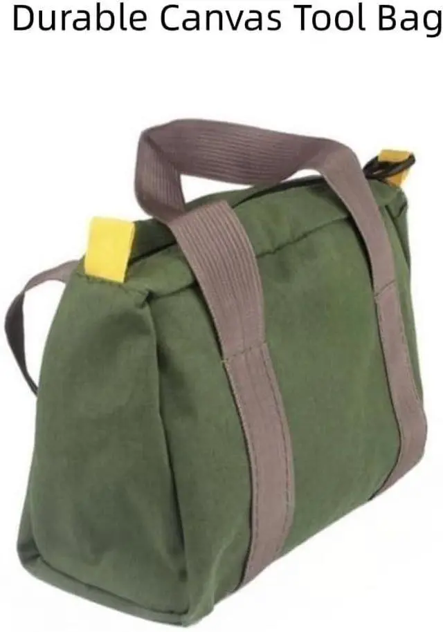 Alt view image 7 of 7 - 12 Inch Wide Mouth Tool Bag, Heavy Duty Canvas Tool Storage Bag for Men, Large Capacity Tool Tote Bag for Electricians, Power Tool Organizer Pouch