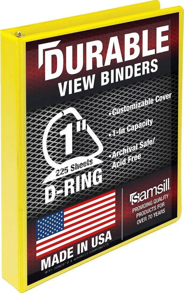 Main image of Durable 1 inch 3 Ring Binder, D Ring Binder, 100% Recycled Chipboard, Yellow
