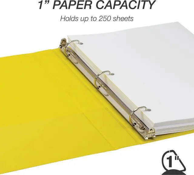 Alt view image 3 of 7 - Durable 1 inch 3 Ring Binder, D Ring Binder, 100% Recycled Chipboard, Yellow
