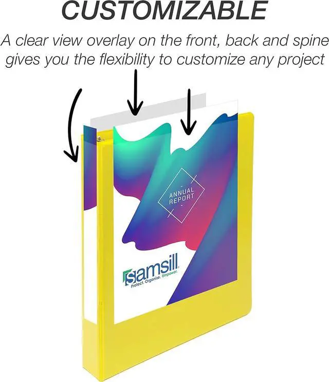 Alt view image 5 of 7 - Durable 1 inch 3 Ring Binder, D Ring Binder, 100% Recycled Chipboard, Yellow