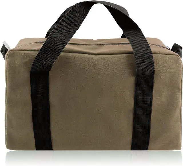 Main image of Small Tool Bag, Close Top Wide Mouth Tool Organizer Bag, Large Tool Bags | for Men,Canvas Tool Storage Bag for Storage Handbag for Screwdrivers,Wrench,Pliers Hand Tools (Khaki, 12 Inch)