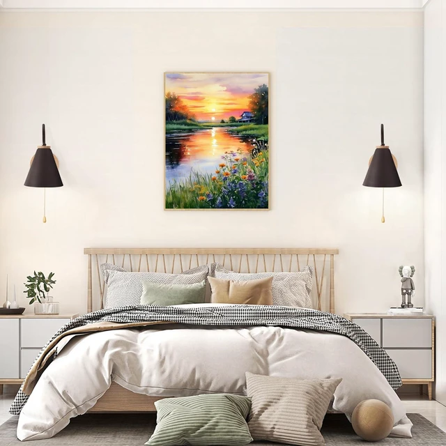 Alt view image 2 of 7 - Paint by Numbers Kits for Adults - Landscape Paint by Numbers for Adults Canvas,Sunset Paint by Number Adult for Gifts Home Wall Decor 16x20inch