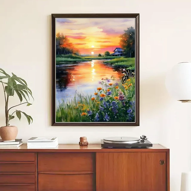 Alt view image 3 of 7 - Paint by Numbers Kits for Adults - Landscape Paint by Numbers for Adults Canvas,Sunset Paint by Number Adult for Gifts Home Wall Decor 16x20inch