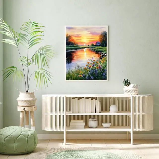 Alt view image 7 of 7 - Paint by Numbers Kits for Adults - Landscape Paint by Numbers for Adults Canvas,Sunset Paint by Number Adult for Gifts Home Wall Decor 16x20inch