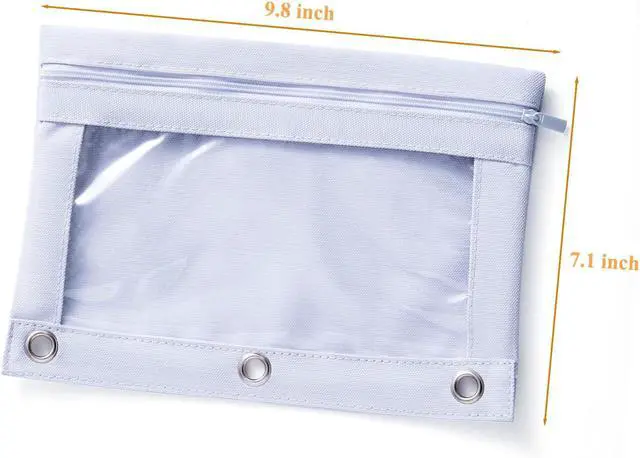 Alt view image 5 of 7 - 3 Ring Binder Pencil Pouch, Durable Pencil Case for School Supplies, Classroom Must Haves, 3-Hole Design Fits Binders, Zipper Closure, Ideal for Students/Back to School Light Blue