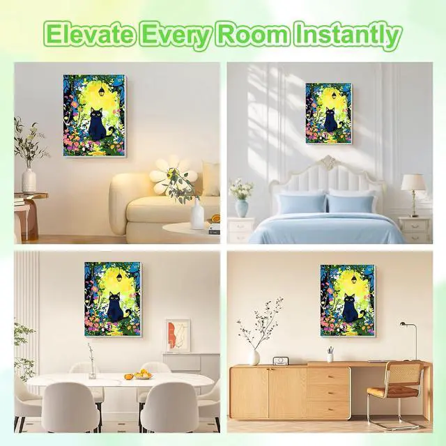 Alt view image 2 of 7 - Kitten in the Forest Framed Canvas Paint by Numbers Art Kit for Adults and Kids, Beginner Acrylic Oil Painting Supplies with Wooden Frame for Home Wall Decor 20 * 30 cm/8 * 12 in