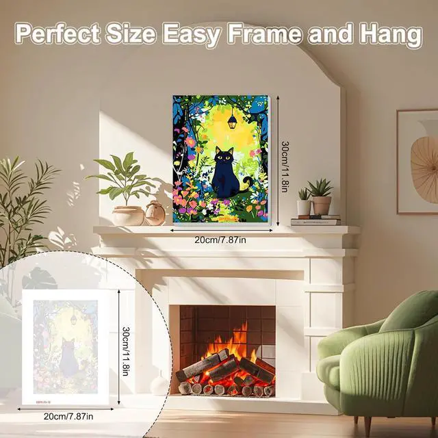 Alt view image 6 of 7 - Kitten in the Forest Framed Canvas Paint by Numbers Art Kit for Adults and Kids, Beginner Acrylic Oil Painting Supplies with Wooden Frame for Home Wall Decor 20 * 30 cm/8 * 12 in