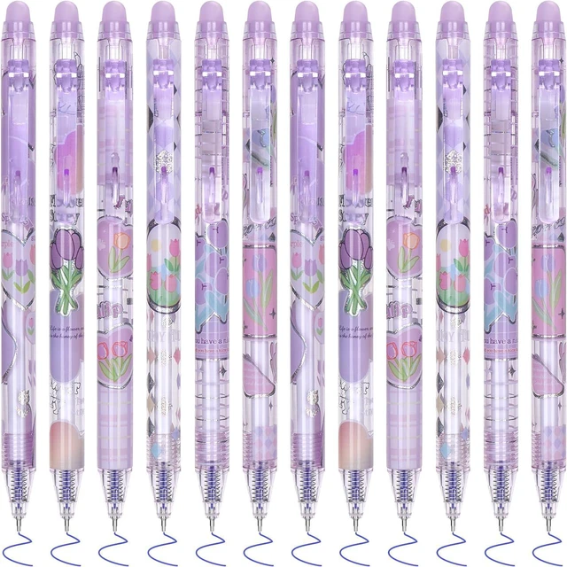 Main image of 12Pcs Cute Erasable Gel Pens, Blue Ink 0.5mm Fine Point (Purple) | Make Mistakes Disappear, Smooth Writing Pen for Planner Puzzles, No Smudge for School Office Supplies