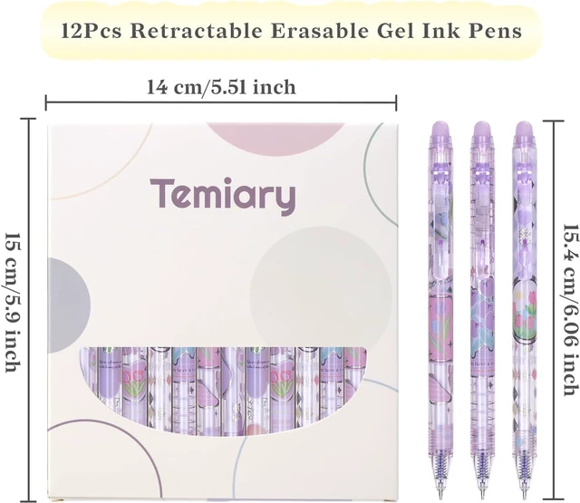 Alt view image 2 of 7 - 12Pcs Cute Erasable Gel Pens, Blue Ink 0.5mm Fine Point (Purple) | Make Mistakes Disappear, Smooth Writing Pen for Planner Puzzles, No Smudge for School Office Supplies