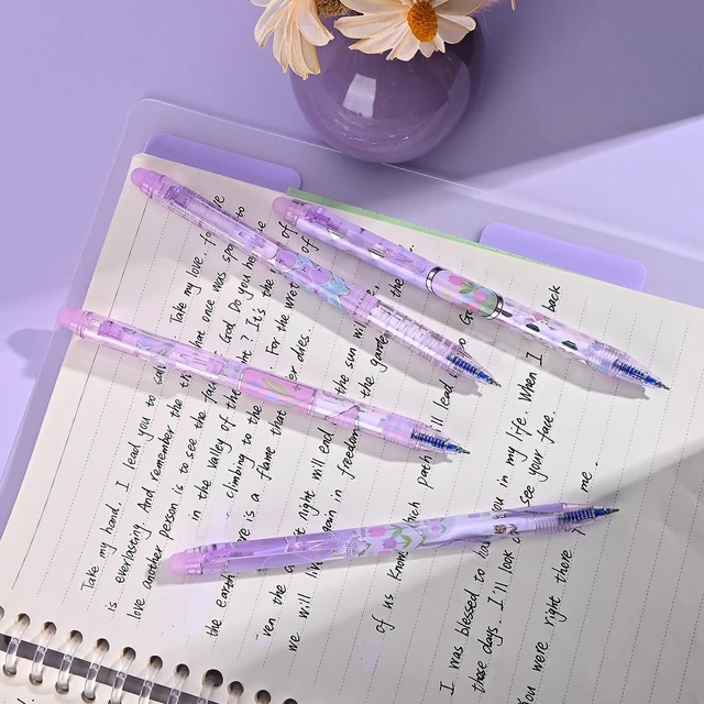 Alt view image 4 of 7 - 12Pcs Cute Erasable Gel Pens, Blue Ink 0.5mm Fine Point (Purple) | Make Mistakes Disappear, Smooth Writing Pen for Planner Puzzles, No Smudge for School Office Supplies