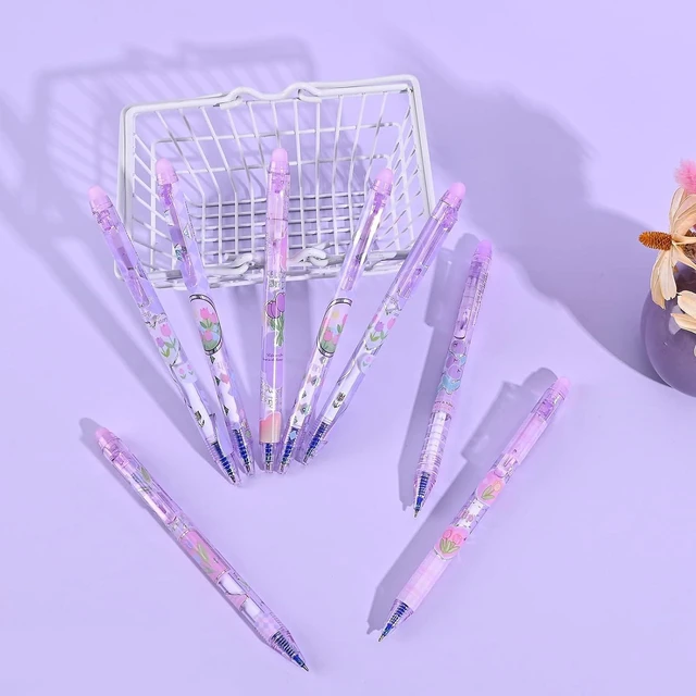 Alt view image 6 of 7 - 12Pcs Cute Erasable Gel Pens, Blue Ink 0.5mm Fine Point (Purple) | Make Mistakes Disappear, Smooth Writing Pen for Planner Puzzles, No Smudge for School Office Supplies