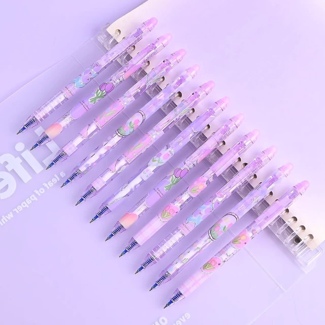 Alt view image 7 of 7 - 12Pcs Cute Erasable Gel Pens, Blue Ink 0.5mm Fine Point (Purple) | Make Mistakes Disappear, Smooth Writing Pen for Planner Puzzles, No Smudge for School Office Supplies
