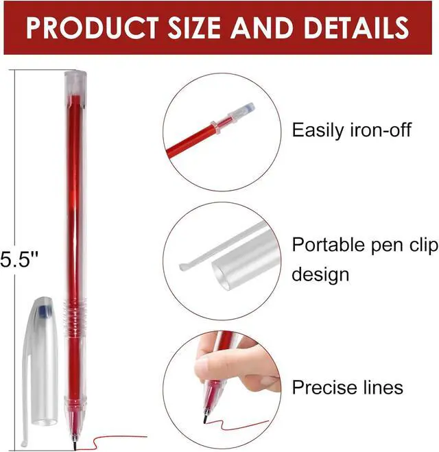 Alt view image 2 of 6 - 72pcs Heat Erasable Pens for Fabric, Assorted Colors, Fabric Pens for Sewing Erasable for Quilting Sewing DIY Dressmaking Fabrics Tailors Chalk