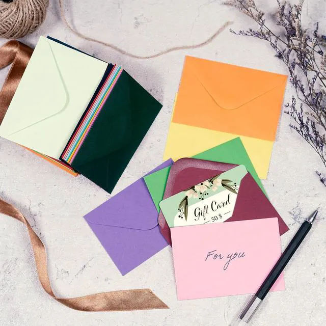 Alt view image 2 of 7 - Gift Card Envelopes - 160-Count Mini Envelopes, Paper Business Card Envelopes, Bulk Tiny Envelope Pockets, 16 Colors, 4 x 2.7 Inches