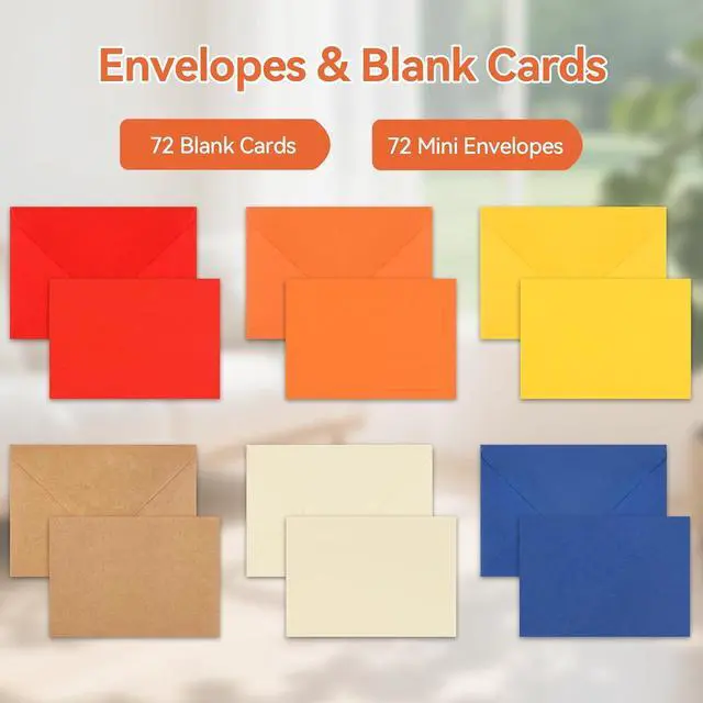 Alt view image 3 of 7 - Azureal 72PCS Blank Cards with Envelopes, Mini Envelopes With Blank Note Cards, Self-Adhesive Business Card Envelopes for Wedding, Bridal, Baby Shower, Graduation, Business (Morandi Color)