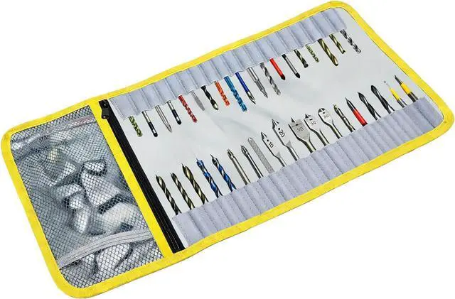 Main image of Drill Bit Organizer, Roll Up Storage Case, Heavy Duty Bit Holder Pouch | Canvas Tool Roll with Zipper, Tools Organizer Pouch Bag with Snap Spring Closure for Men(Bag Only) Stocking Stuffers