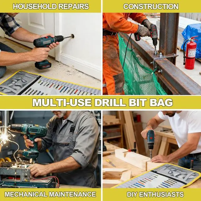 Alt view image 4 of 7 - Drill Bit Organizer, Roll Up Storage Case, Heavy Duty Bit Holder Pouch | Canvas Tool Roll with Zipper, Tools Organizer Pouch Bag with Snap Spring Closure for Men(Bag Only) Stocking Stuffers