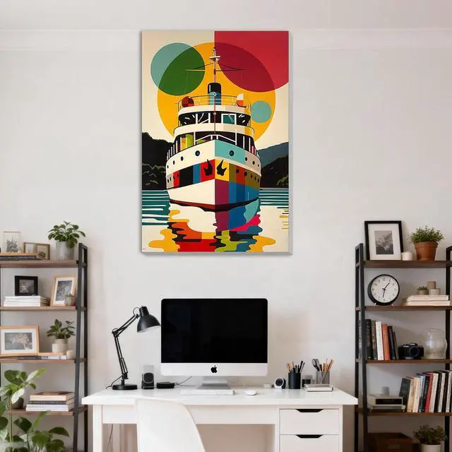 Alt view image 2 of 7 - Framed Paint by Numbers Kit for Adults, Boat DIY Paint by Number Kits on Canvas, Easy Boat Painting by Numbers for Home Wall Decor Gift 8x12 Inch