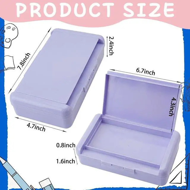 Alt view image 2 of 7 - Pencil Box, Double Layer Purple Pencil Case, Large Capacity Plastic Crayon Box with Snap-Tight Lid for School Office Students Teachers Organization Pens Pencils Storage Organizer Supplies