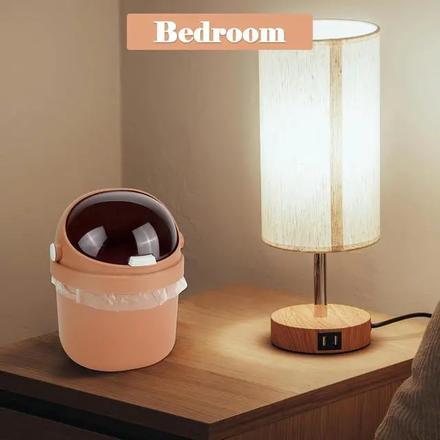 Alt view image 5 of 7 - Cute Mini Trash Can for Desk, Small Wastebasket with 100 Trash Bags, Orange | Tiny desktop trash can, creative small countertop garbage for bathroom, home, office, kitchen and bedroom