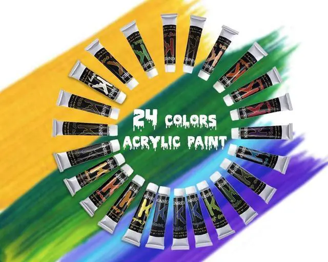Alt view image 3 of 7 - Acrylic Paint Set - 24 Color Art Set - 12 ml Each - Non Toxic and Vibrant Colors - Best Craft Gift for Adults and Kids