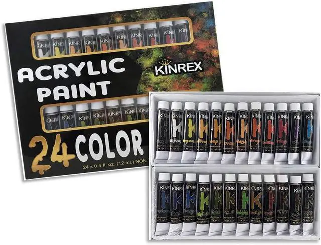 Main image of Acrylic Paint Set - 24 Color Art Set - 12 ml Each - Non Toxic and Vibrant Colors - Best Craft Gift for Adults and Kids