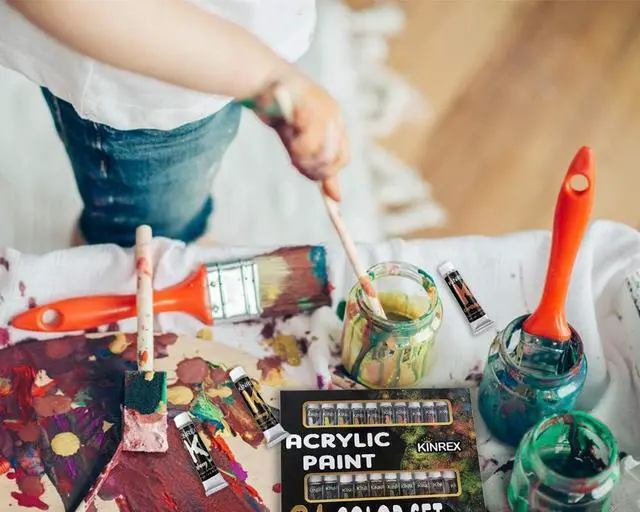 Alt view image 5 of 7 - Acrylic Paint Set - 24 Color Art Set - 12 ml Each - Non Toxic and Vibrant Colors - Best Craft Gift for Adults and Kids