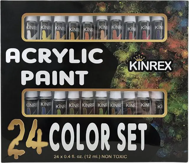 Alt view image 7 of 7 - Acrylic Paint Set - 24 Color Art Set - 12 ml Each - Non Toxic and Vibrant Colors - Best Craft Gift for Adults and Kids