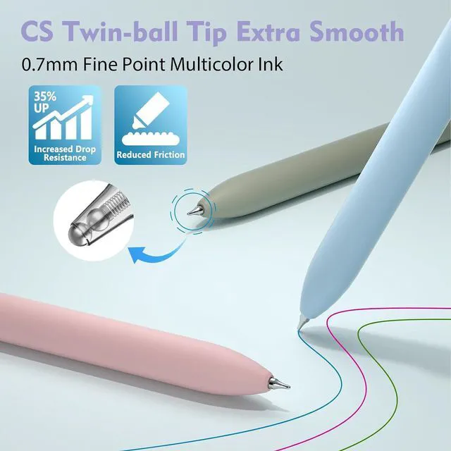 Alt view image 3 of 7 - 8 Pack Colored Gel Pens - 0.7mm Fine Point Colorful Ink Fidget Pens | Smooth Quick-Dry Writing Pens, No Bleed No Smear Coloring Pen for Journaling School Office, Cute Supplies Gifts for Men Women