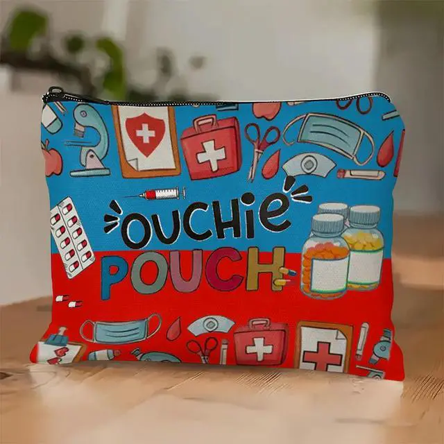 Alt view image 5 of 7 - Medicine Storage Pouch with Diabetes, Medicines Bag, and Medical Supply Designs, White Canvas Zipper Cases, Multi-Use Functionality (Gift for Birthdays, Graduation, Christmas) (Style D)