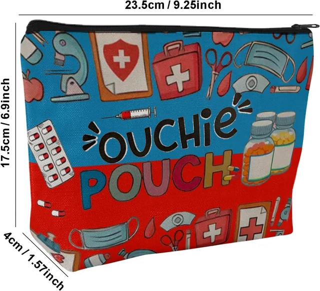 Alt view image 3 of 7 - Medicine Storage Pouch with Diabetes, Medicines Bag, and Medical Supply Designs, White Canvas Zipper Cases, Multi-Use Functionality (Gift for Birthdays, Graduation, Christmas) (Style D)