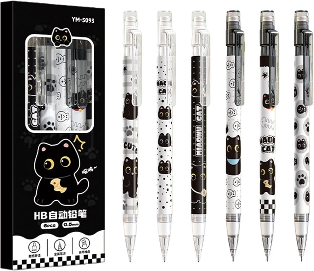 Main image of 4 Pcs Cute Mechanical Pencils with Eraser 0.5mm Cartoon Cat Mechanical Pencil School Pencil for Women (6pcs Cat)