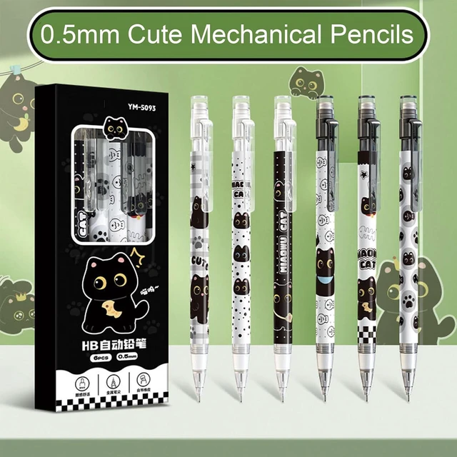 Alt view image 7 of 7 - 4 Pcs Cute Mechanical Pencils with Eraser 0.5mm Cartoon Cat Mechanical Pencil School Pencil for Women (6pcs Cat)