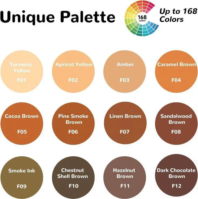Alt view image 2 of 7 - Brown Acrylic Gel Pens 12 Color, Colored Pens for Journaling, Coloring Books, Calligraphy, Note Taking & DIY Crafts, RollerBall Pen Tip