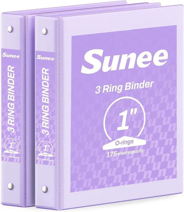 Main image of 3 Ring Binder 1 Inch 2 Pack, Clear View Binder Three Ring PVC-Free (Fit 8.5x11 Inches) for School or Office Supplies, Purple