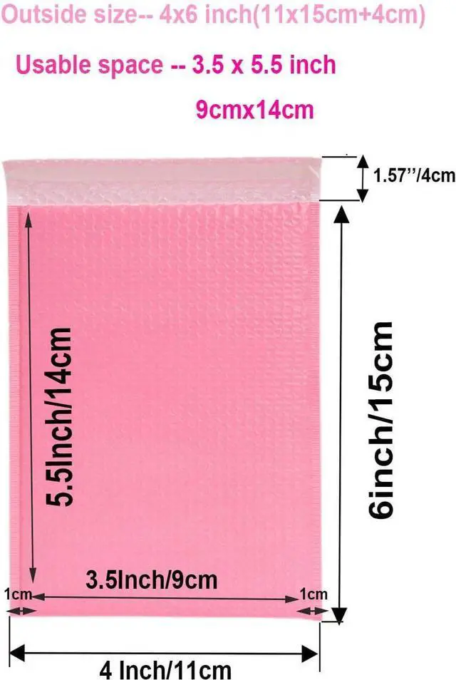 Alt view image 3 of 7 - 25 Pack 4x6 Inches Small Pink Poly Bubble Lined Mailers Padded Shipping Envelopes Self Seal Mailer Waterproof, Shockproof and Dustproof (Pink 4x6 Inches-25pcs)