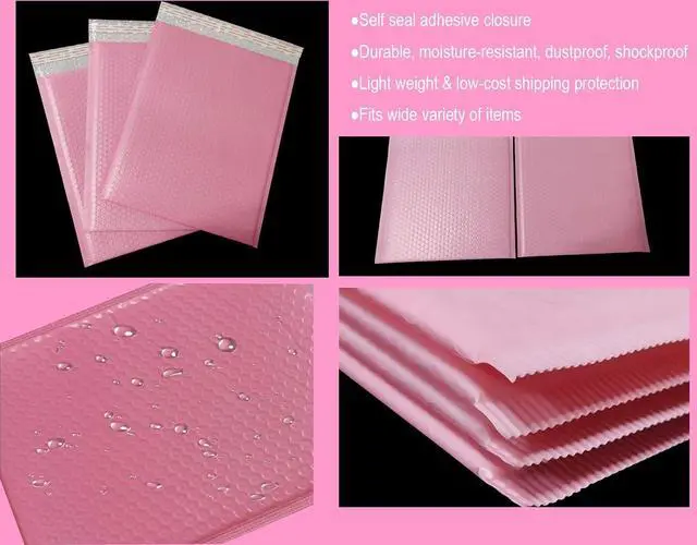 Alt view image 5 of 7 - 25 Pack 4x6 Inches Small Pink Poly Bubble Lined Mailers Padded Shipping Envelopes Self Seal Mailer Waterproof, Shockproof and Dustproof (Pink 4x6 Inches-25pcs)