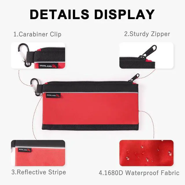 Alt view image 4 of 7 - Small Tool Pouches with Zipper Premium Small Tool Bags Waterproof 1680D Pouch Bags for Men Multipurpose Storage Organizer Premium Heavy duty 4 Pack pencil bag