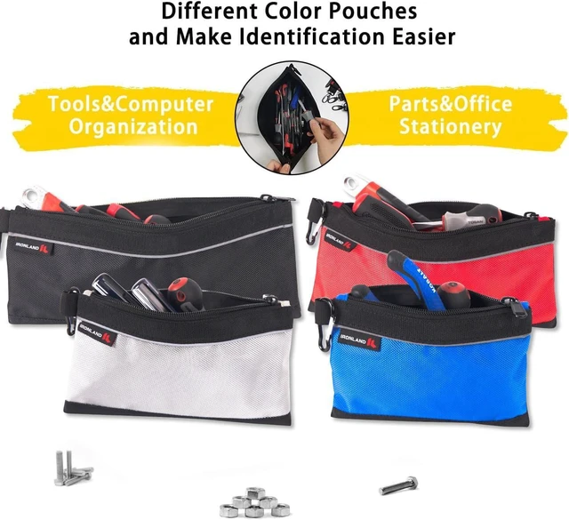 Alt view image 5 of 7 - Small Tool Pouches with Zipper Premium Small Tool Bags Waterproof 1680D Pouch Bags for Men Multipurpose Storage Organizer Premium Heavy duty 4 Pack pencil bag