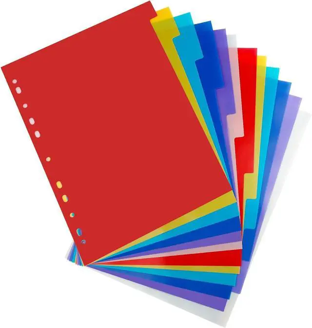 Main image of 12 Tab Binder Dividers 3 Ring Plastic Binder Dividers with Tabs, Multicolor Notebook Dividers for 2/3/4/11 Ring Binders, Letter Size (8.2×11.6 Inch)