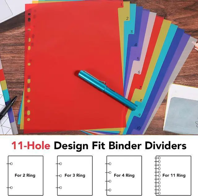 Alt view image 3 of 6 - 12 Tab Binder Dividers 3 Ring Plastic Binder Dividers with Tabs, Multicolor Notebook Dividers for 2/3/4/11 Ring Binders, Letter Size (8.2×11.6 Inch)